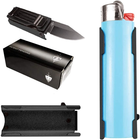 Lighter holder W/ Folding Knife