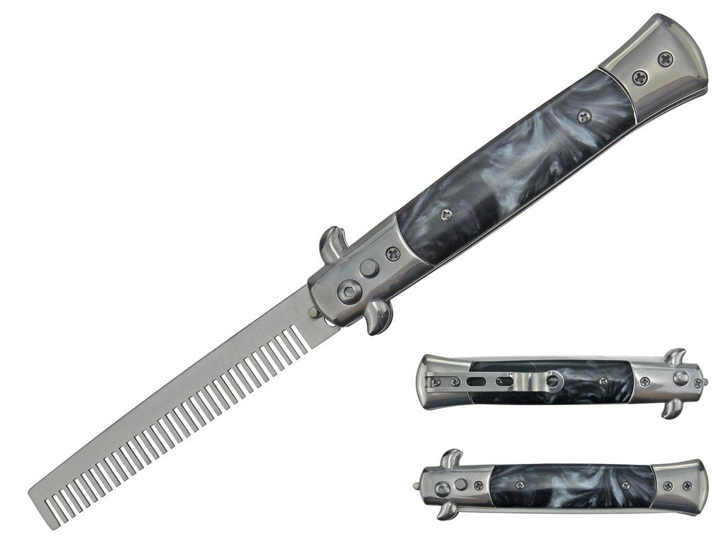 Switchblade comb pocket knife