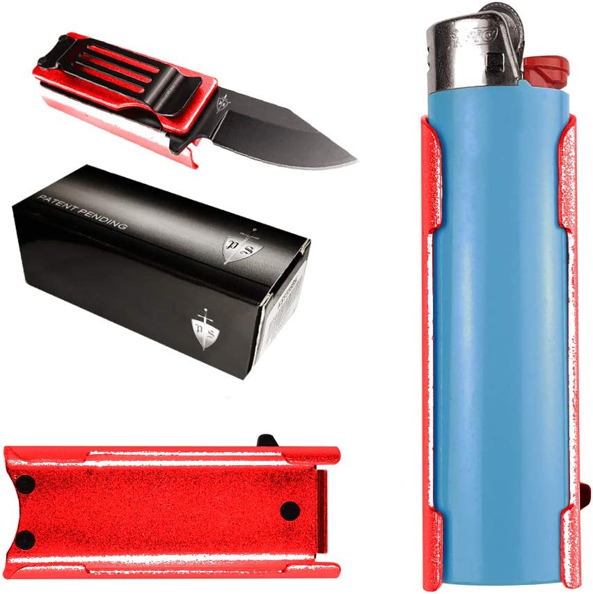 Lighter holder W/ Folding Knife