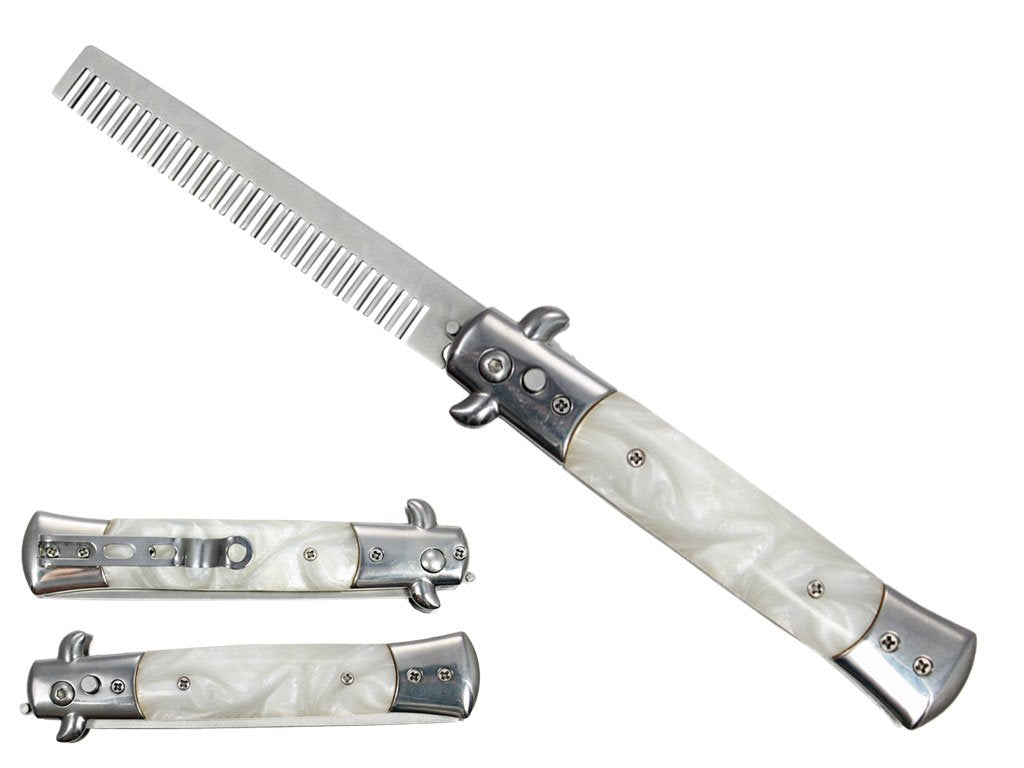 Switchblade comb pocket knife